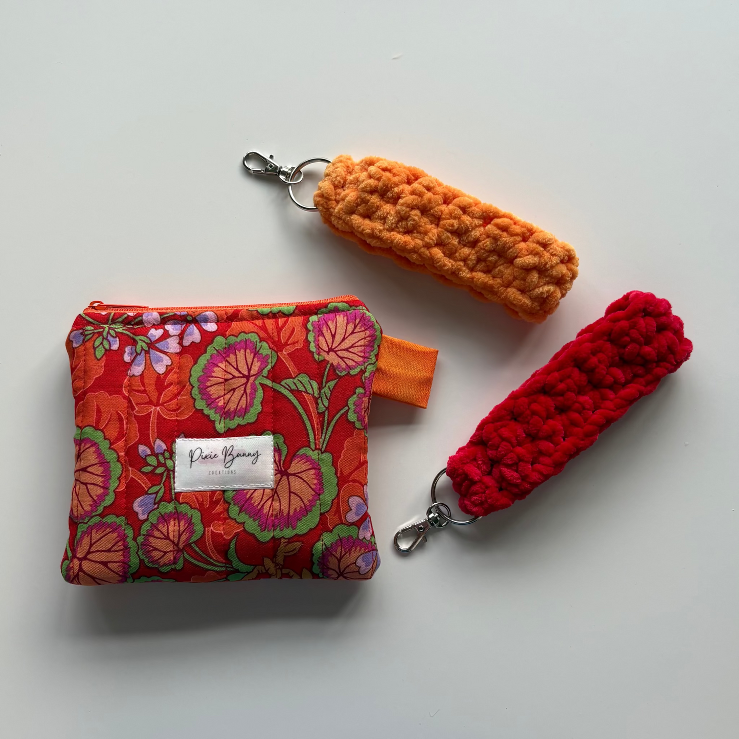 Climbing Geraniums Orange Keychain Wallet