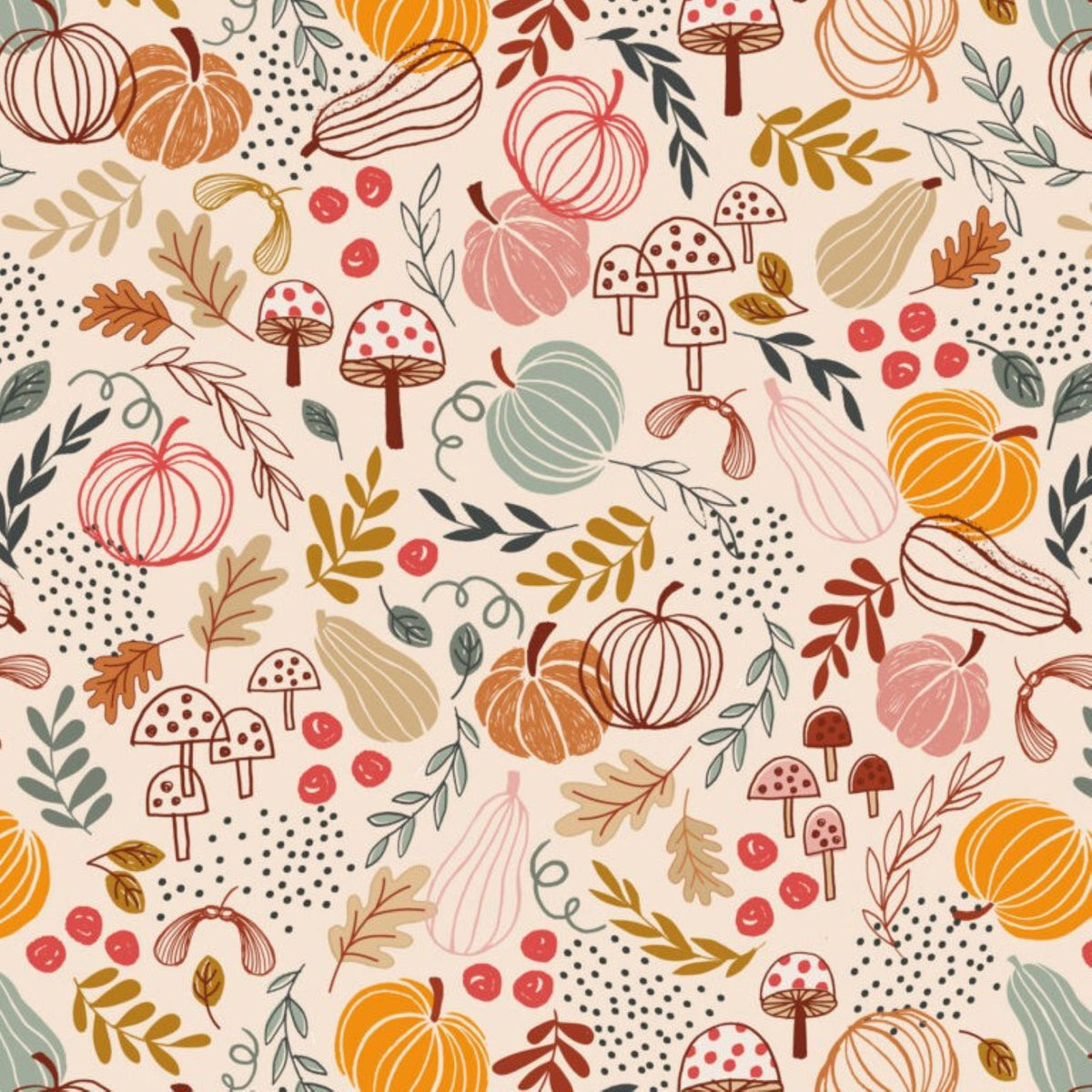 Snuggle Up Collection by Lewis & Irene - Pumpkins on Cream