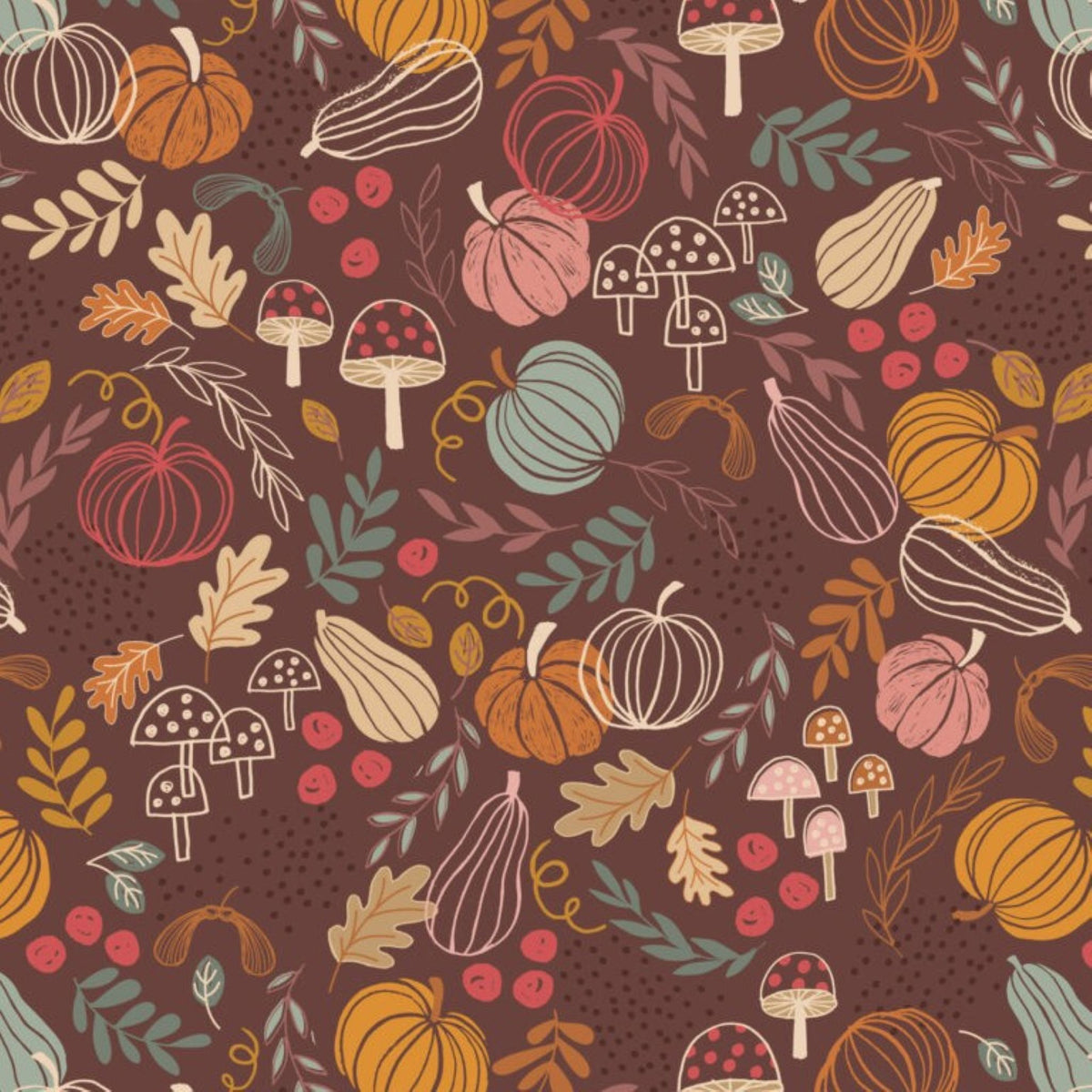 Snuggle Up Collection by Lewis & Irene - Pumpkins on Chocolate