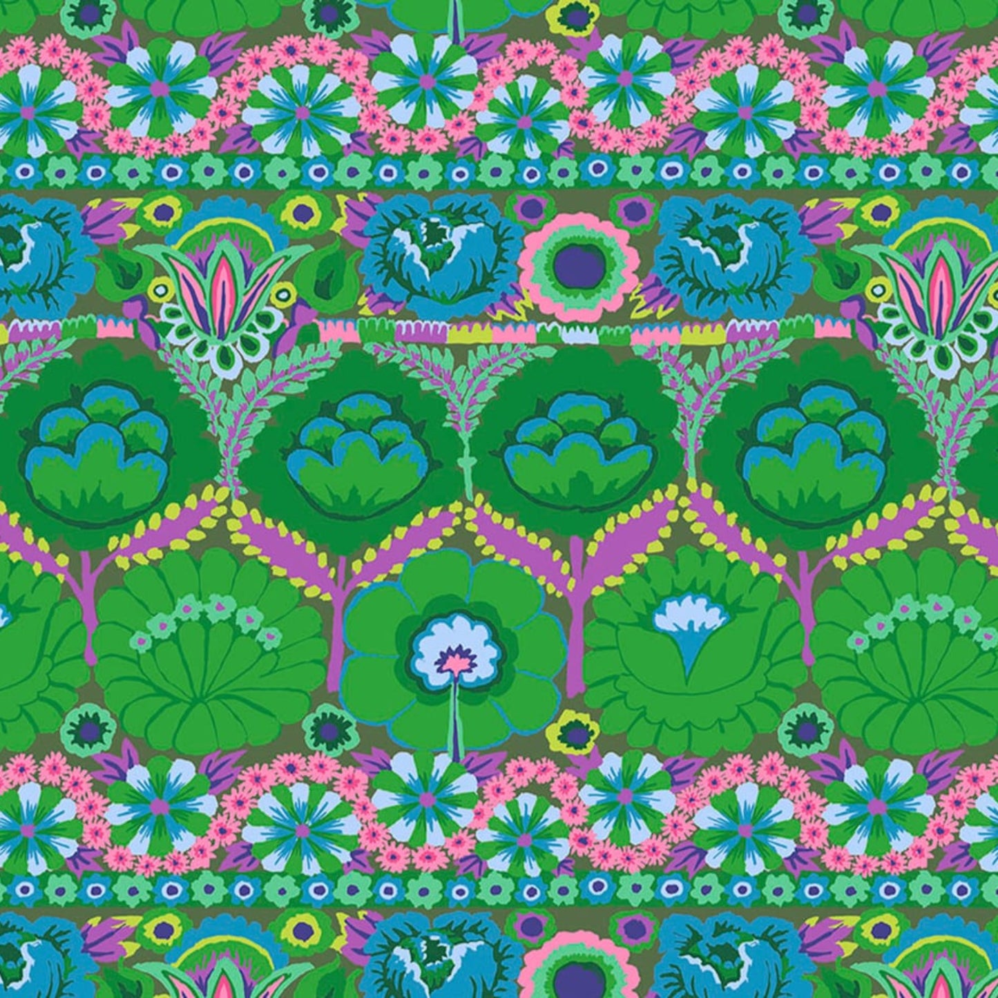 Flower Border Green Makeup Bag