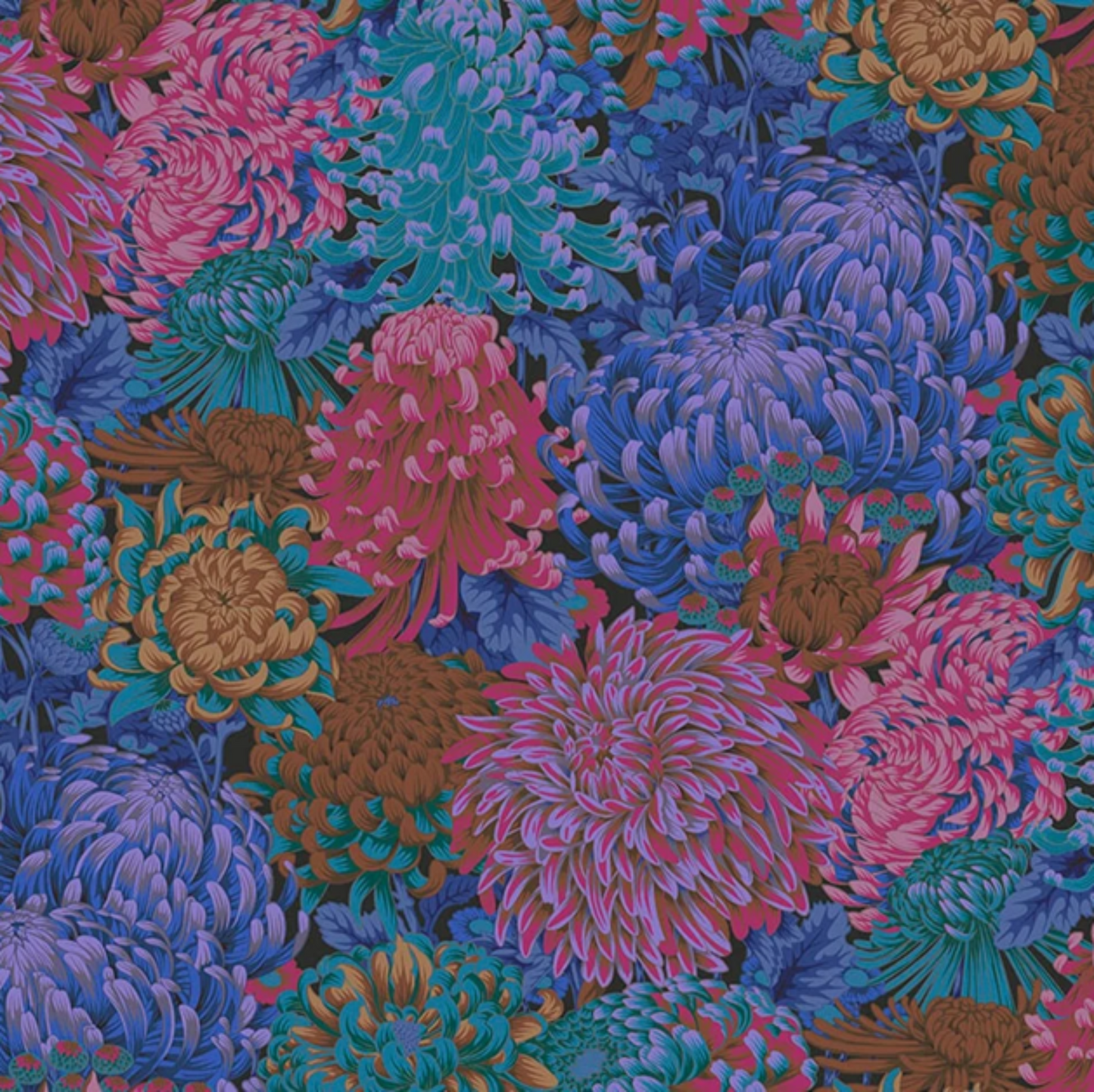Japanese Chrysanthemum Blue Multi Makeup Bag