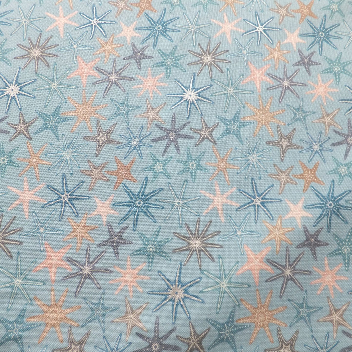 Lewis & Irene Ocean Pearls Collection - Multi Starfish On Sunny Blue With Pearl
