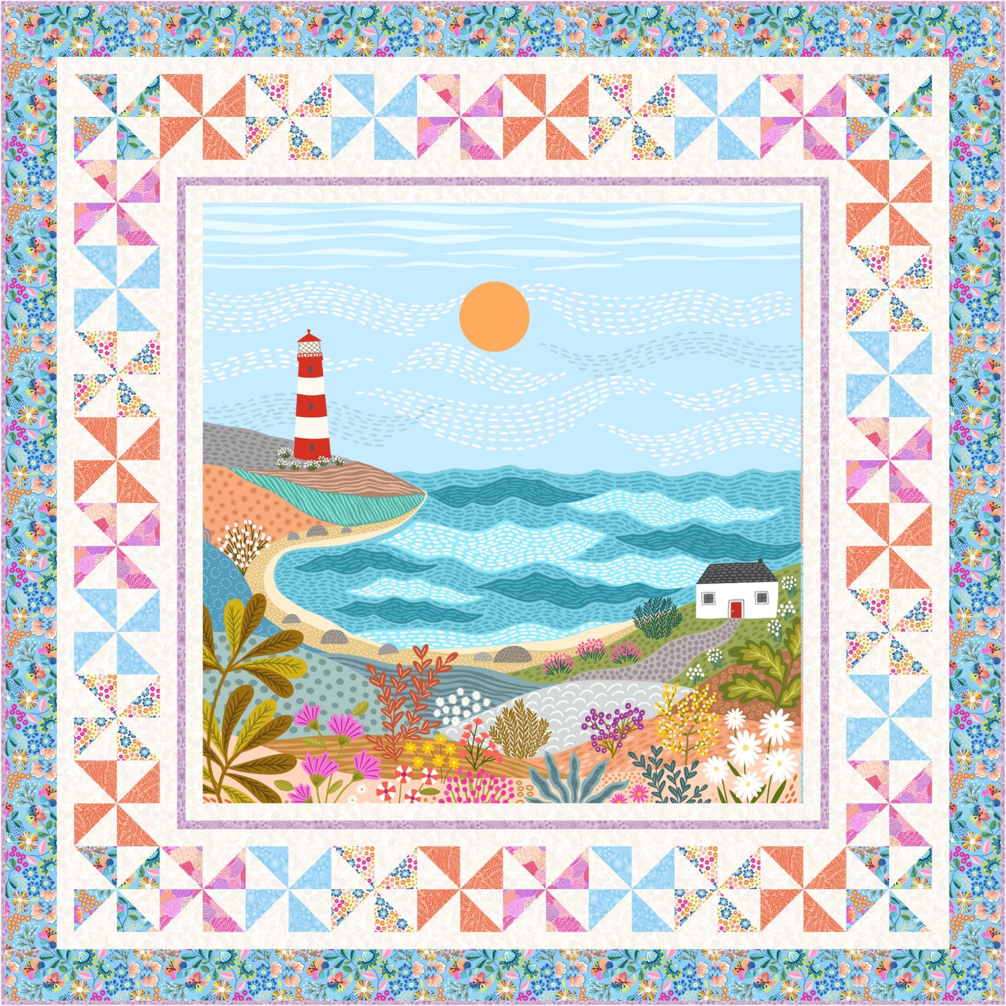 Lewis & Irene Creative Landscapes Collection - Flowers on Blue