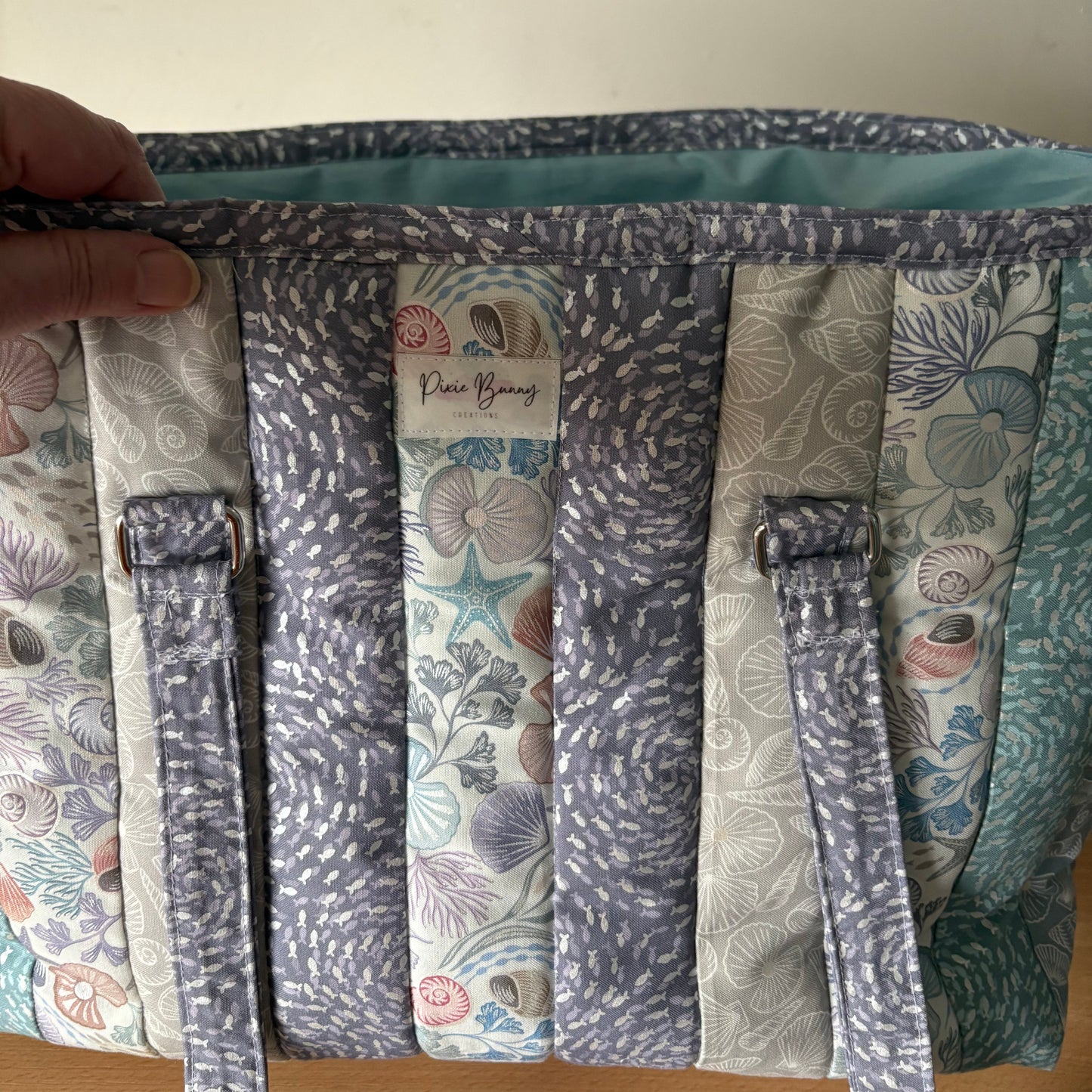 Shells & Pearls - Large Quilted Tote Bag - Beach Bag