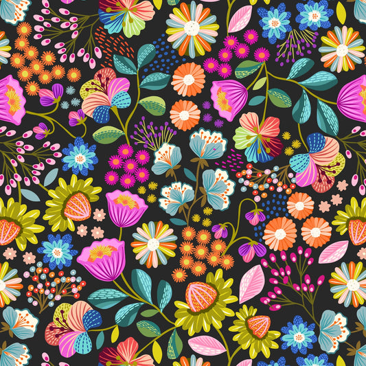 Lewis & Irene Creative Landscapes Collection - Flowers on Black