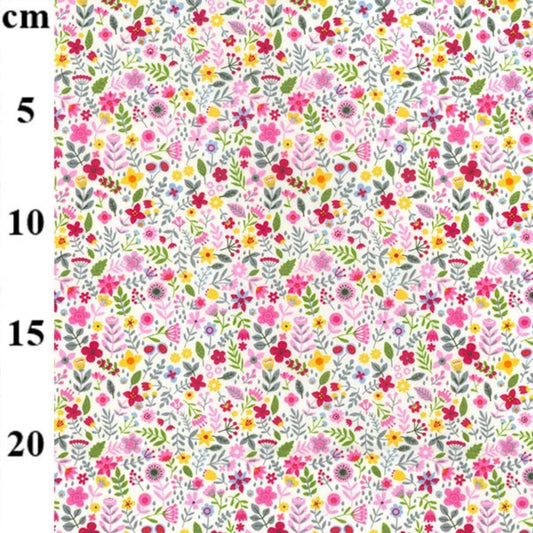 Pink Spring Ditsy Floral - Cotton Poplin Fabric - Rose & Hubble