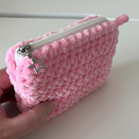 Candy Floss Pink Chenille Keychain Wallet