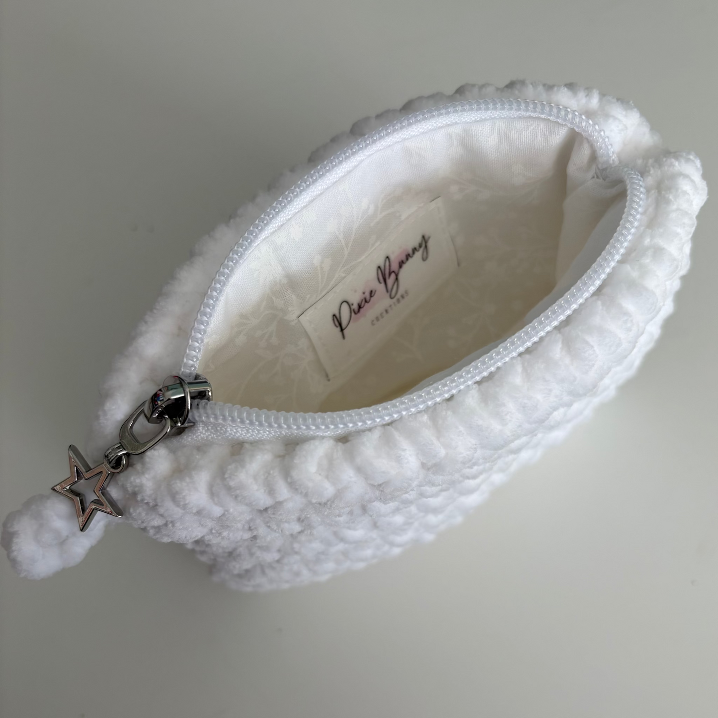 White Chenille Keychain Wallet