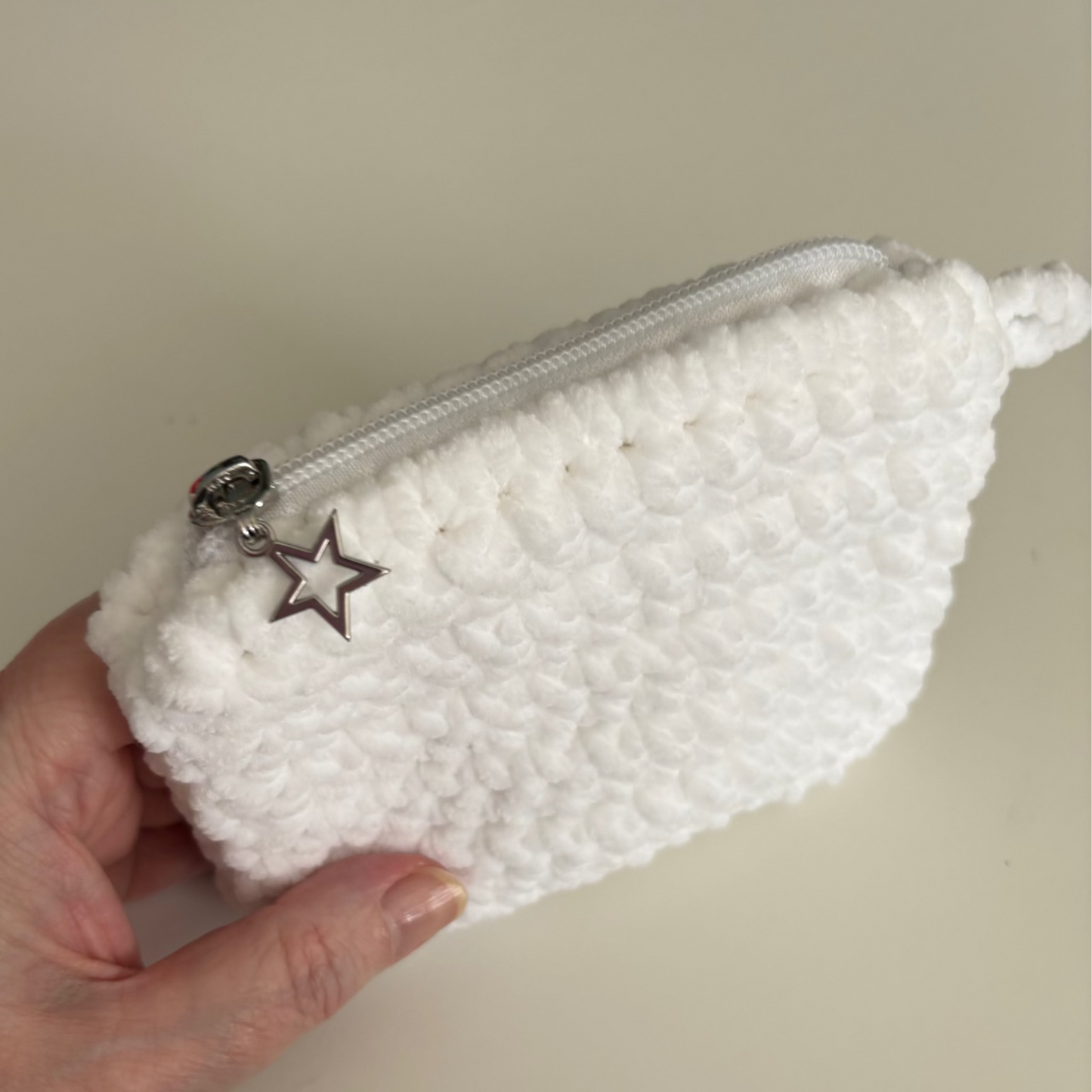 White Chenille Keychain Wallet