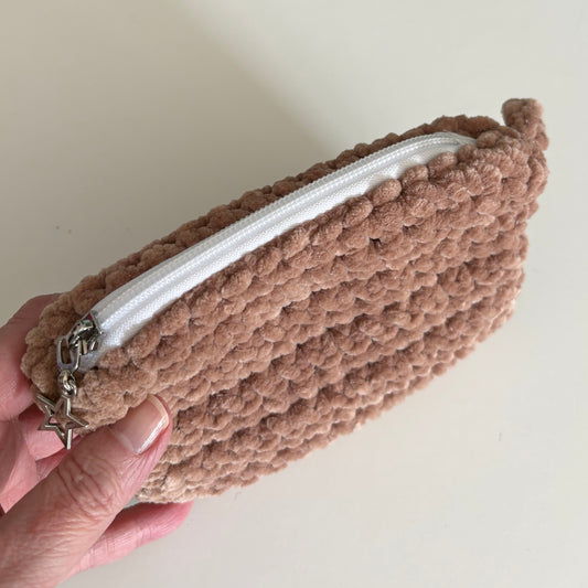 Latte Chenille Keychain Wallet