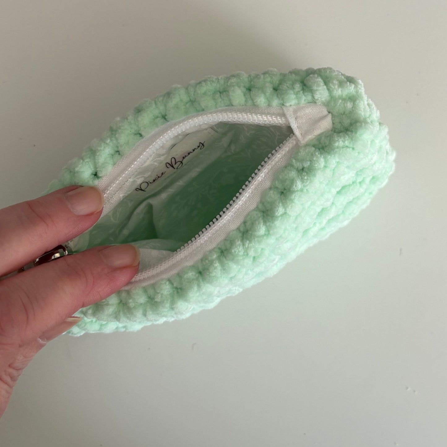 Light Mint Chenille Keychain Wallet