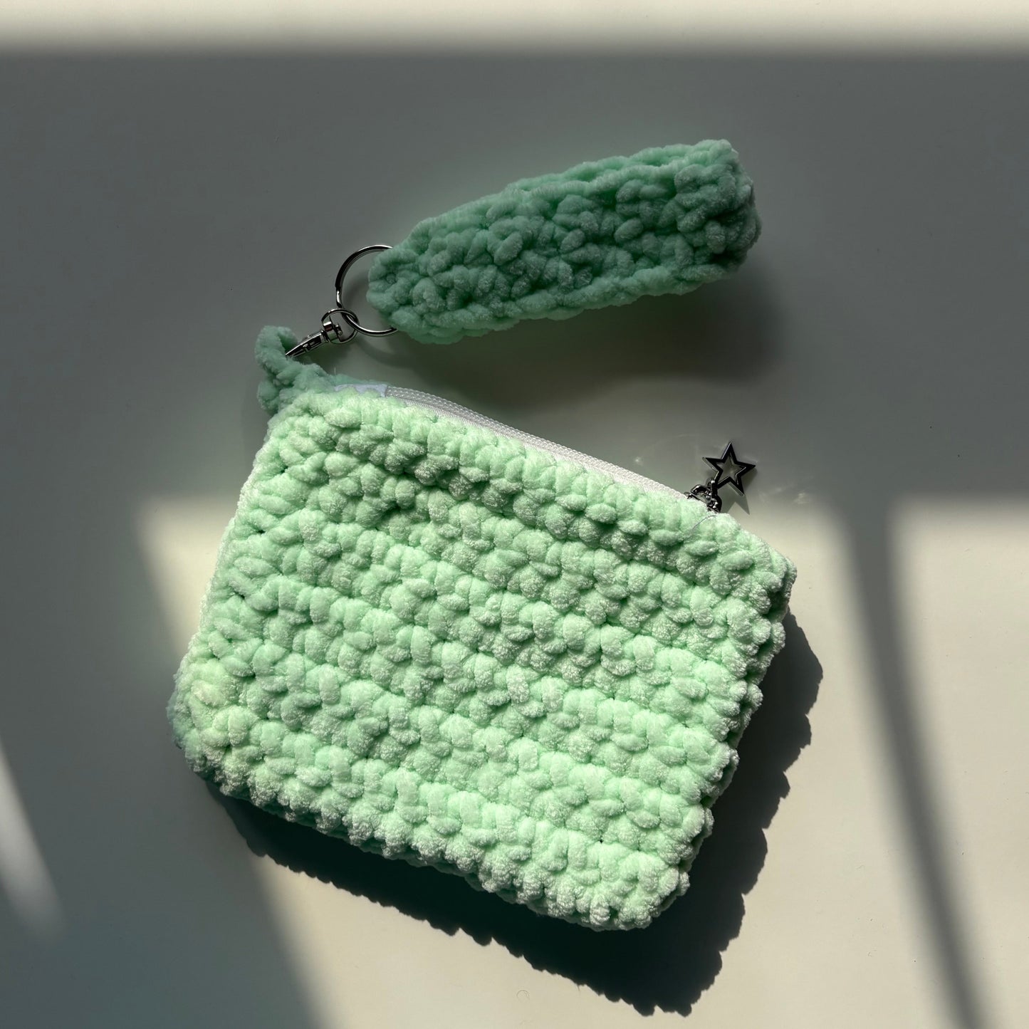 Light Mint Chenille Keychain Wallet