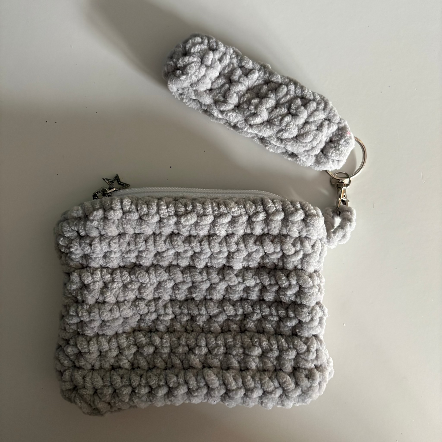 Silver Chenille Keychain Wallet