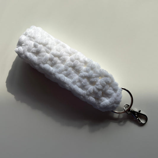 White - Chenille Keychain Wristlet