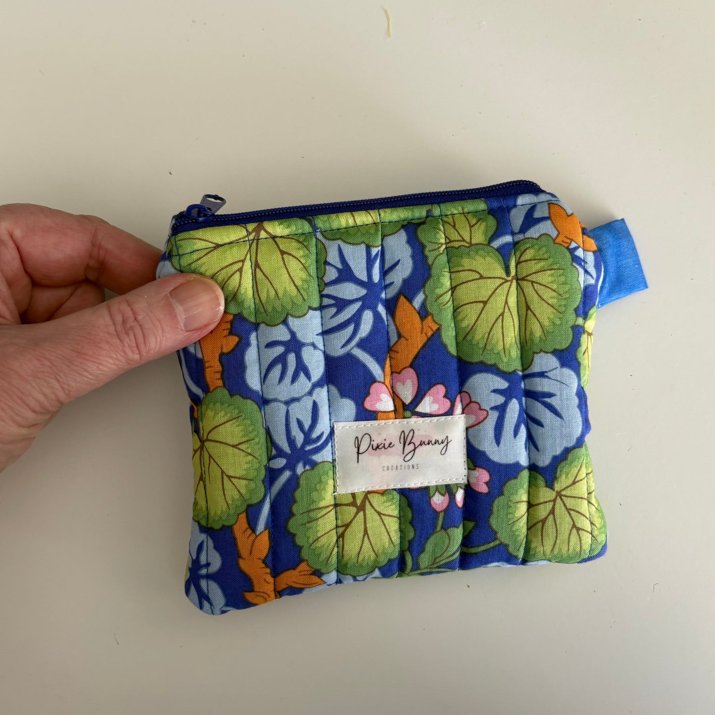 Climbing Geraniums Blue Keychain Wallet