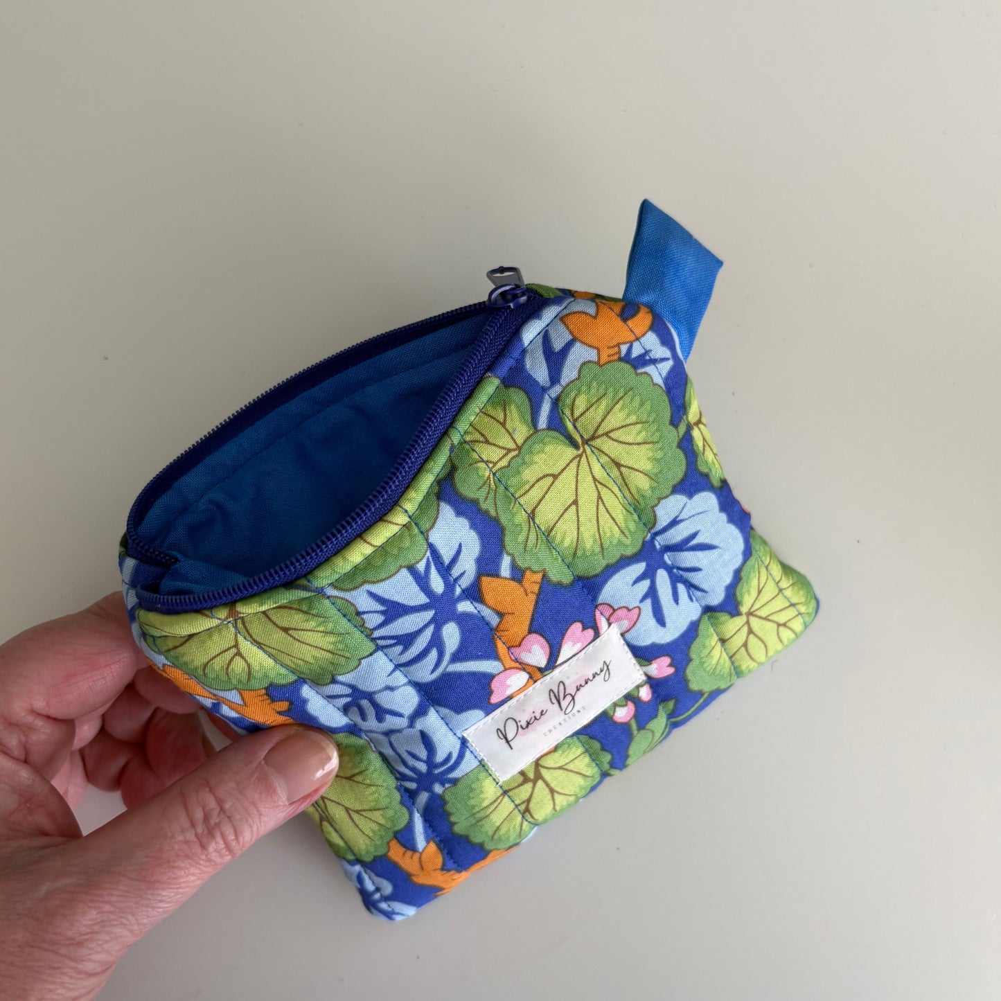Climbing Geraniums Blue Keychain Wallet