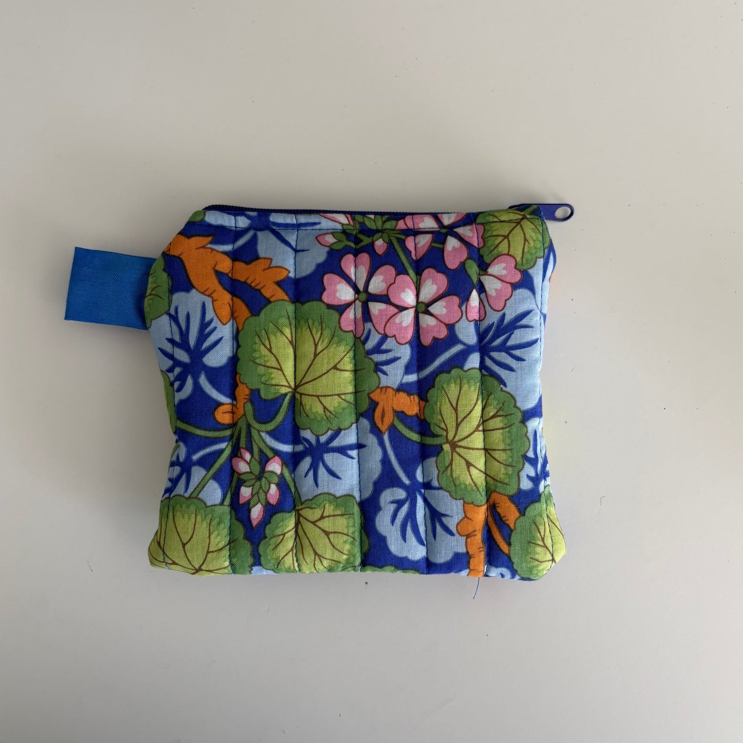 Climbing Geraniums Blue Keychain Wallet