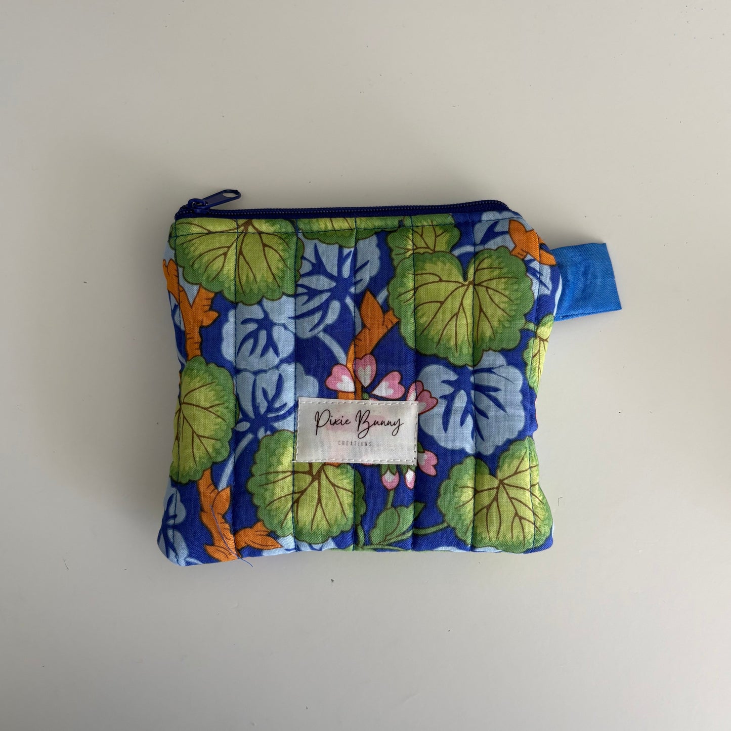 Climbing Geraniums Blue Keychain Wallet