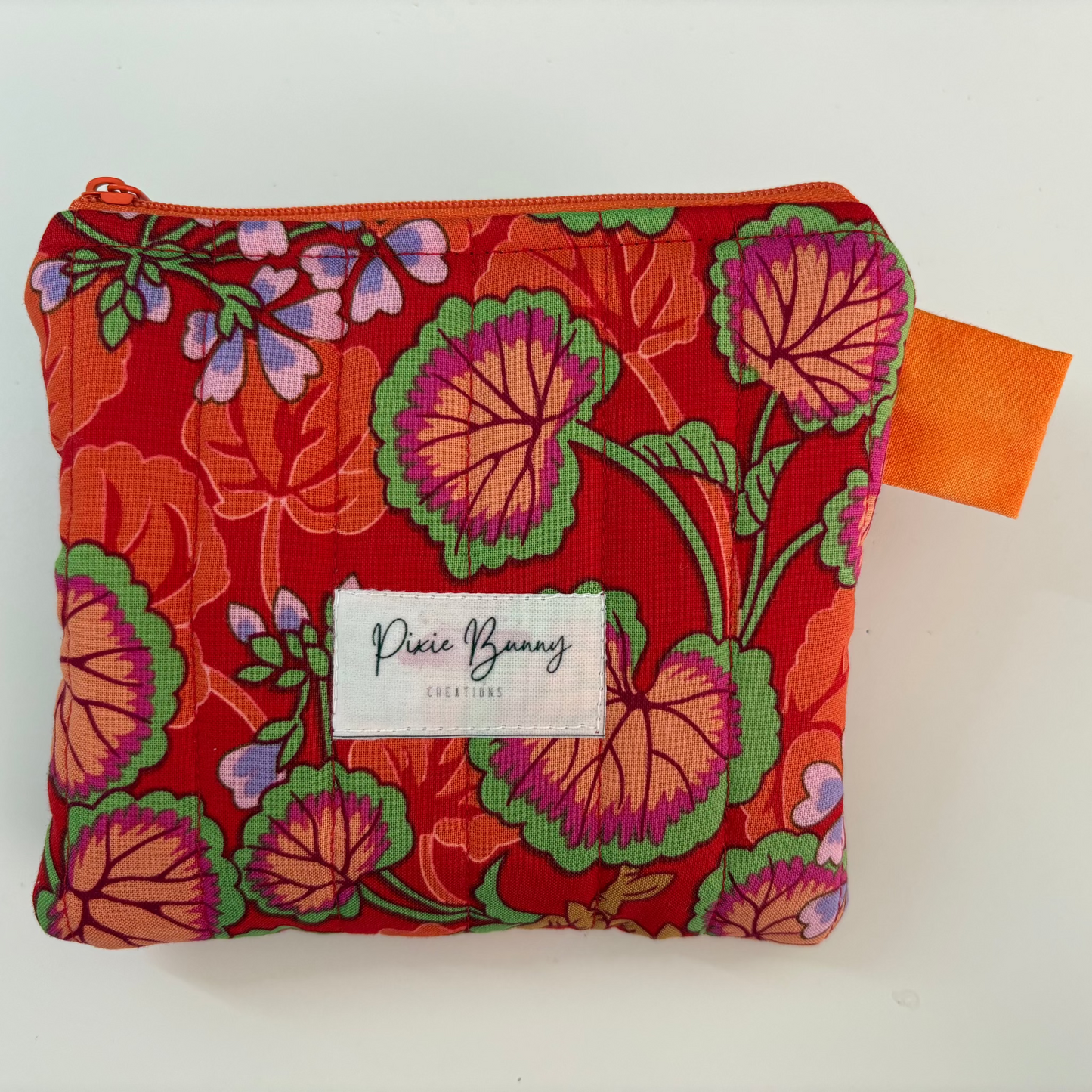 Climbing Geraniums Orange Keychain Wallet