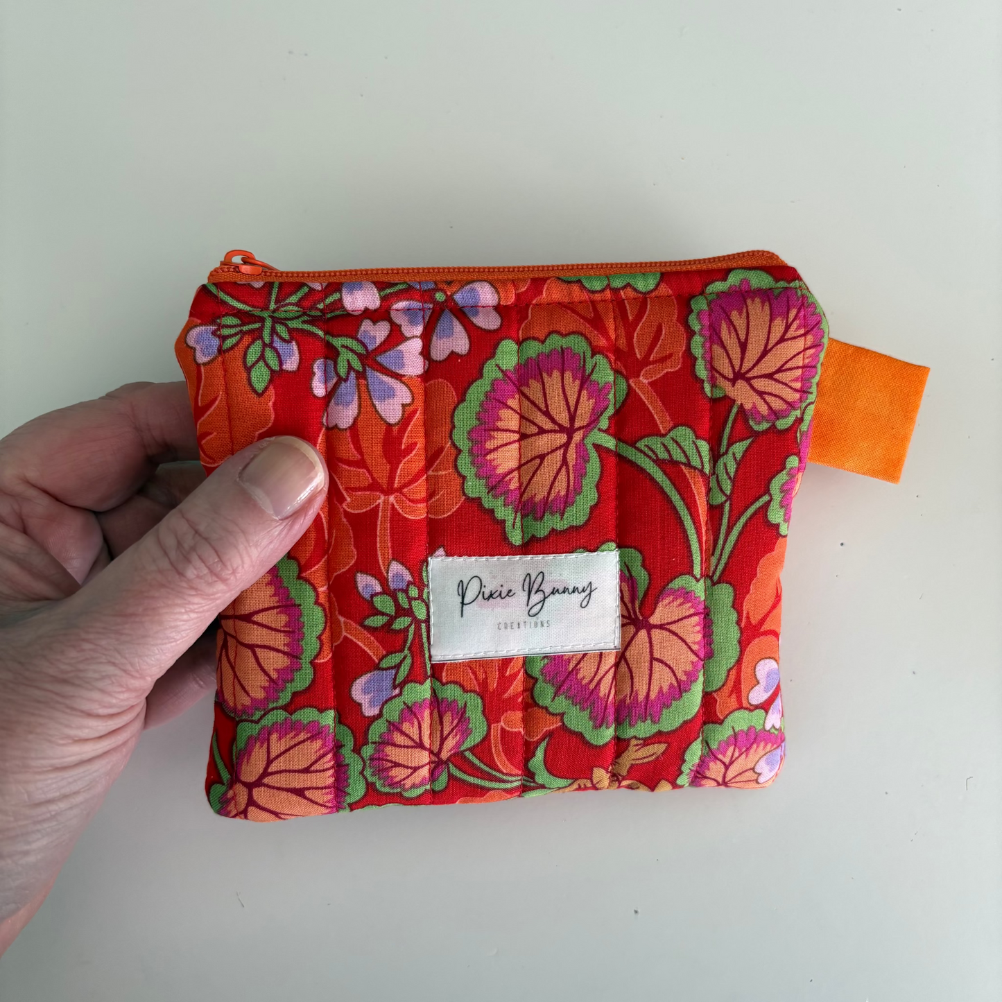 Climbing Geraniums Orange Keychain Wallet