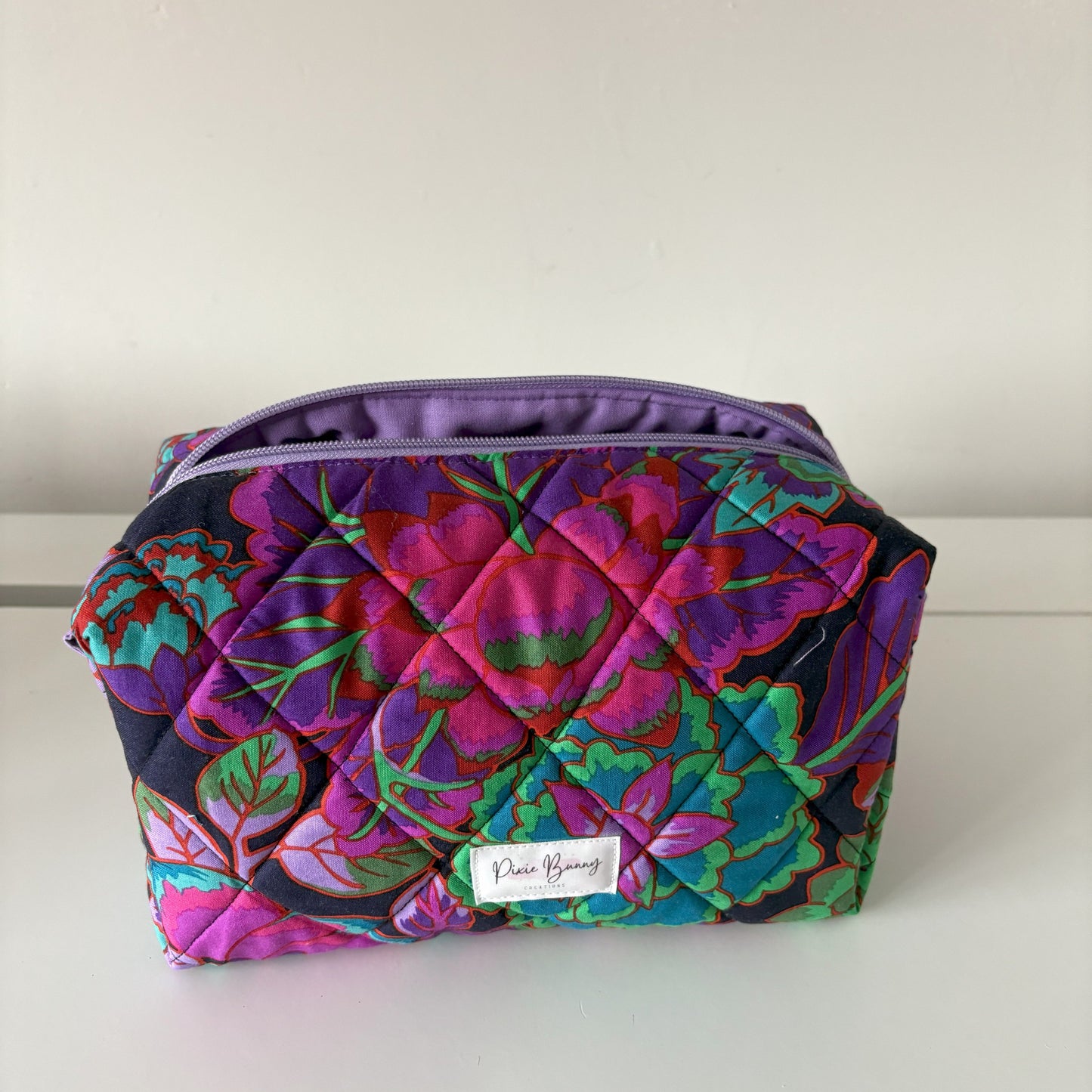 Floral Cloisonne Purple Makeup Bag