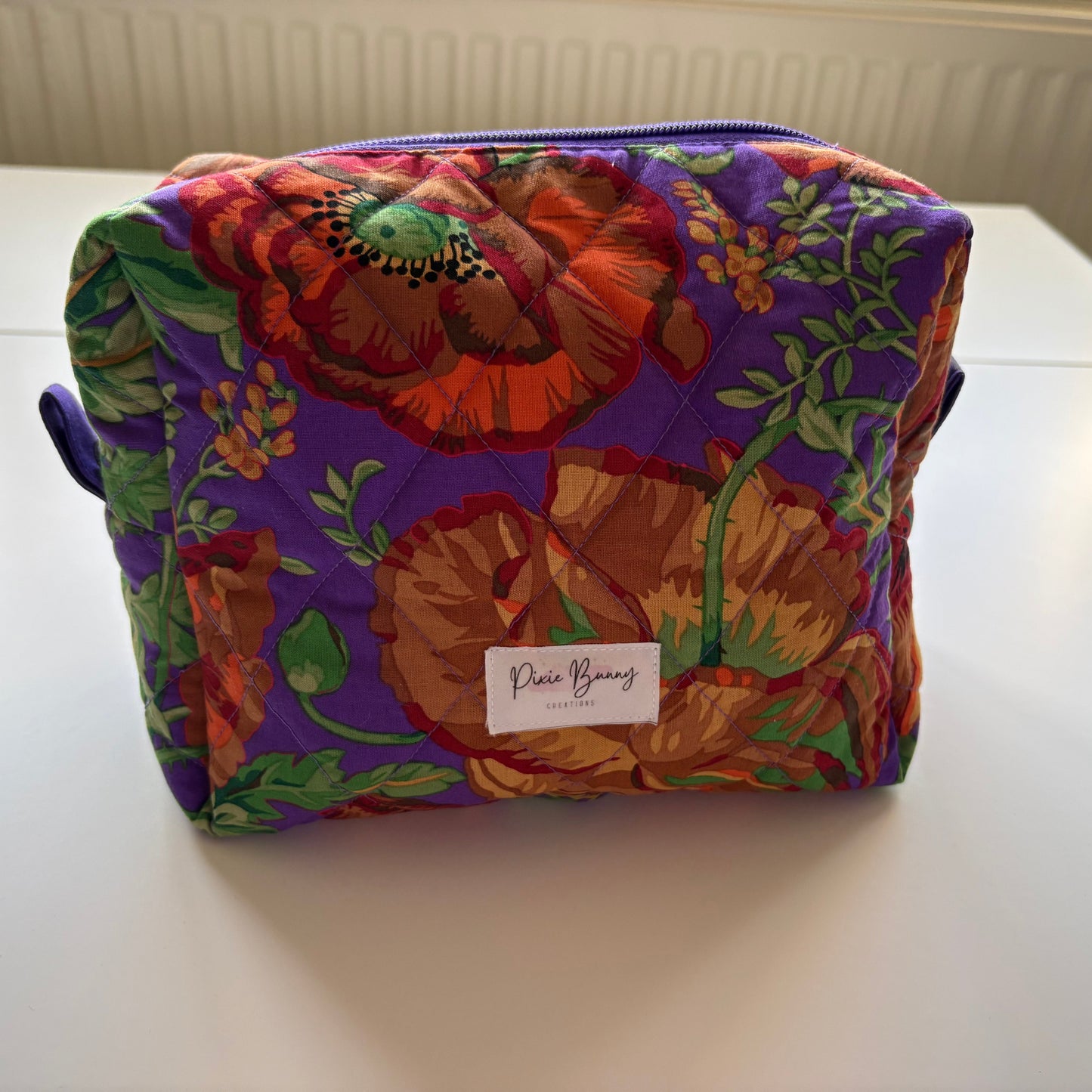 Dorothy's Rose Garden Purple & Brown Makeup Bag