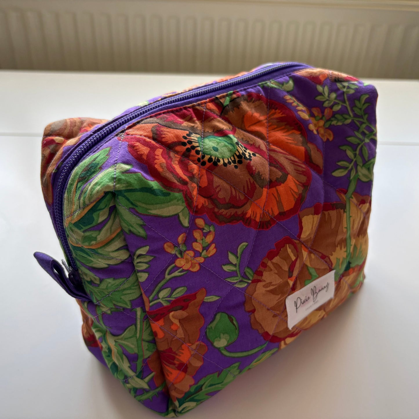 Dorothy's Rose Garden Purple & Brown Makeup Bag