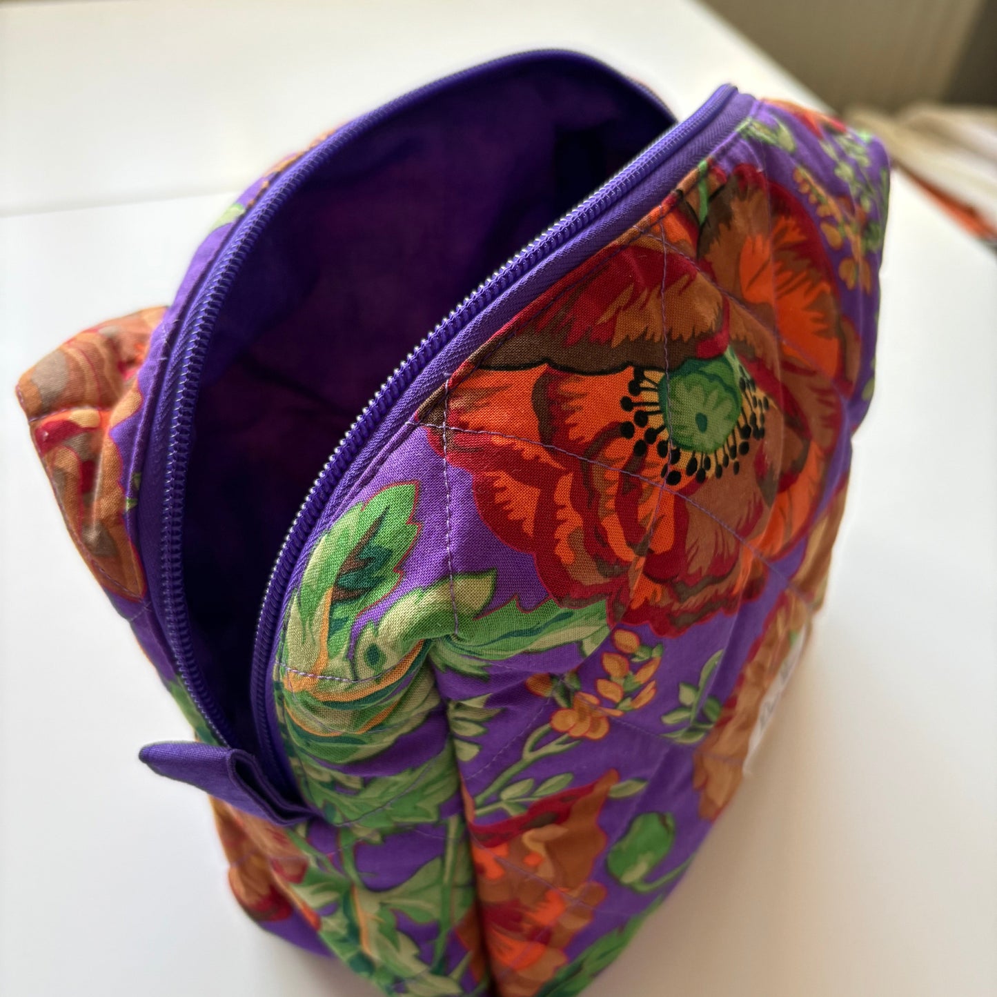 Dorothy's Rose Garden Purple & Brown Makeup Bag