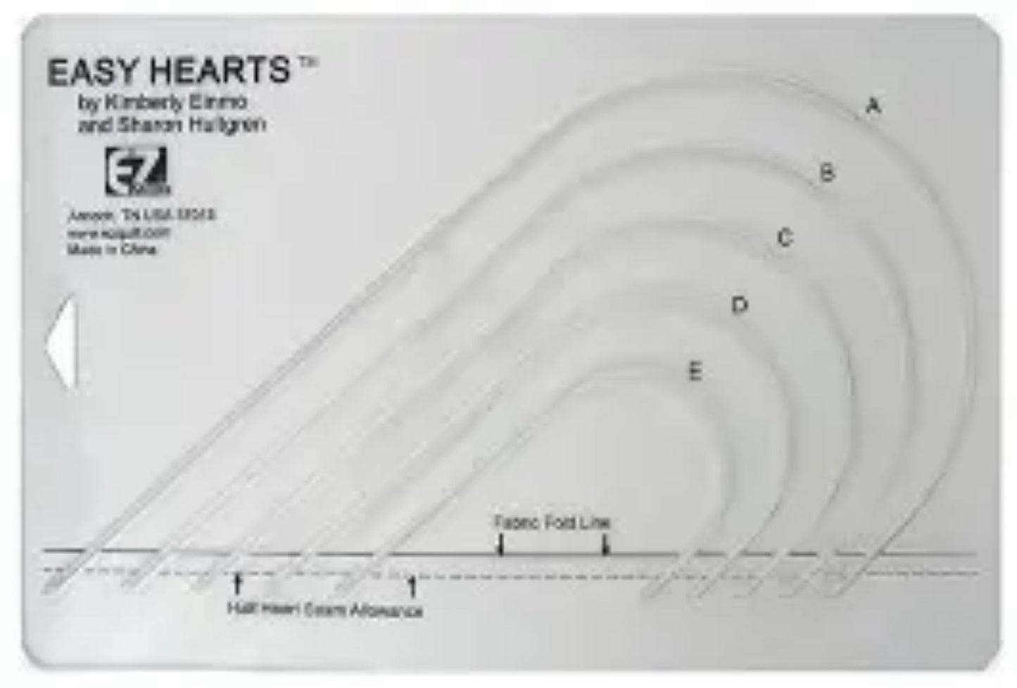 Acrylic Quilting Ruler - Easy Hearts  (EZ)