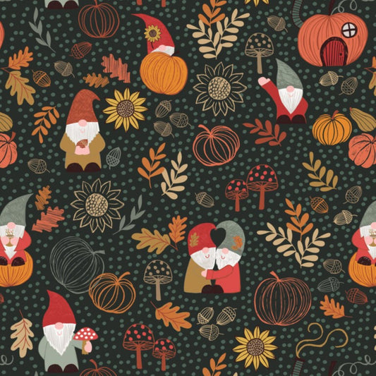 Snuggle Up Collection by Lewis & Irene - Autumn Gnomes On Dark