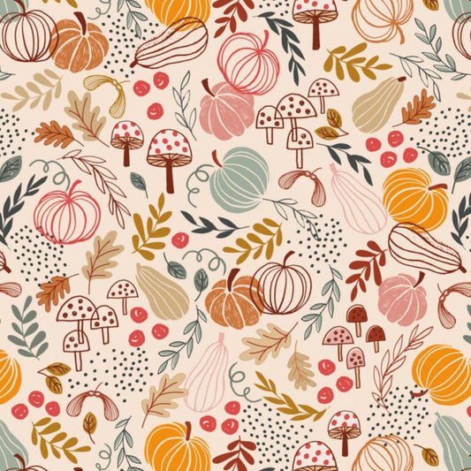 Snuggle Up Collection by Lewis & Irene - Pumpkins on Cream