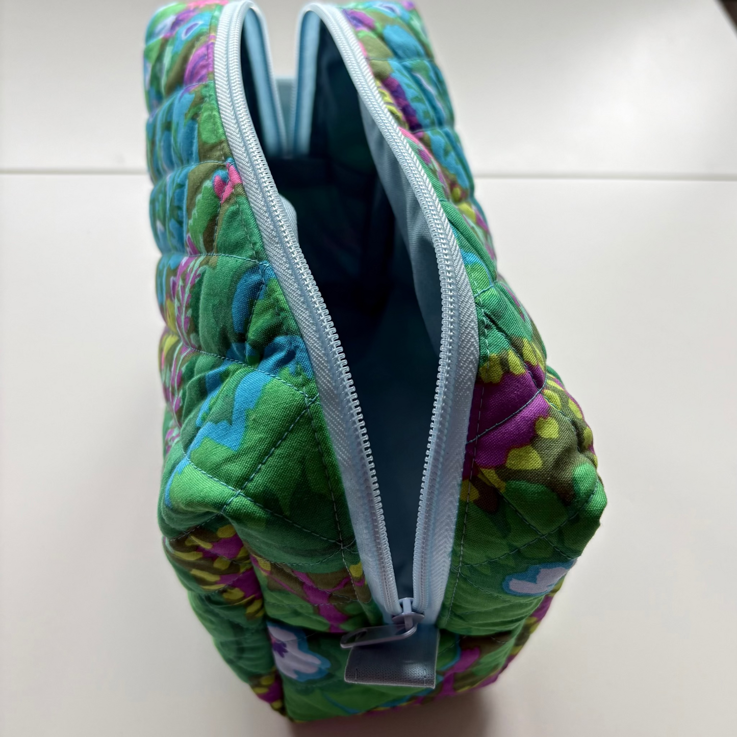 Flower Border Green Makeup Bag