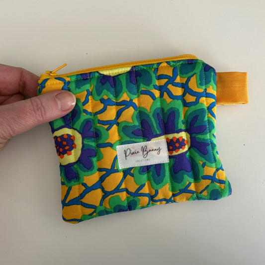 Flower Net Yellow Keychain Wallet