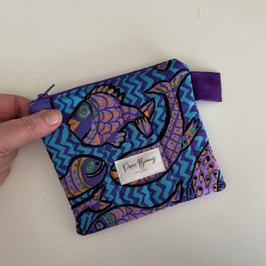 Gone Fishing Purple & Blue Keychain Wallet