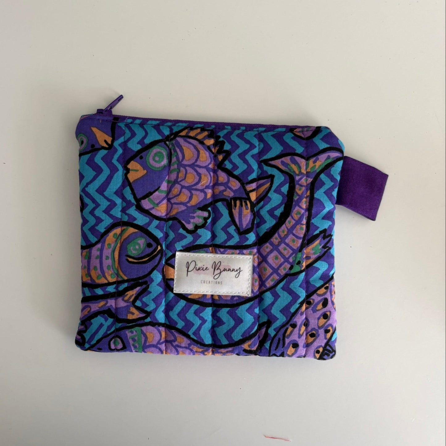 Gone Fishing Purple & Blue Keychain Wallet
