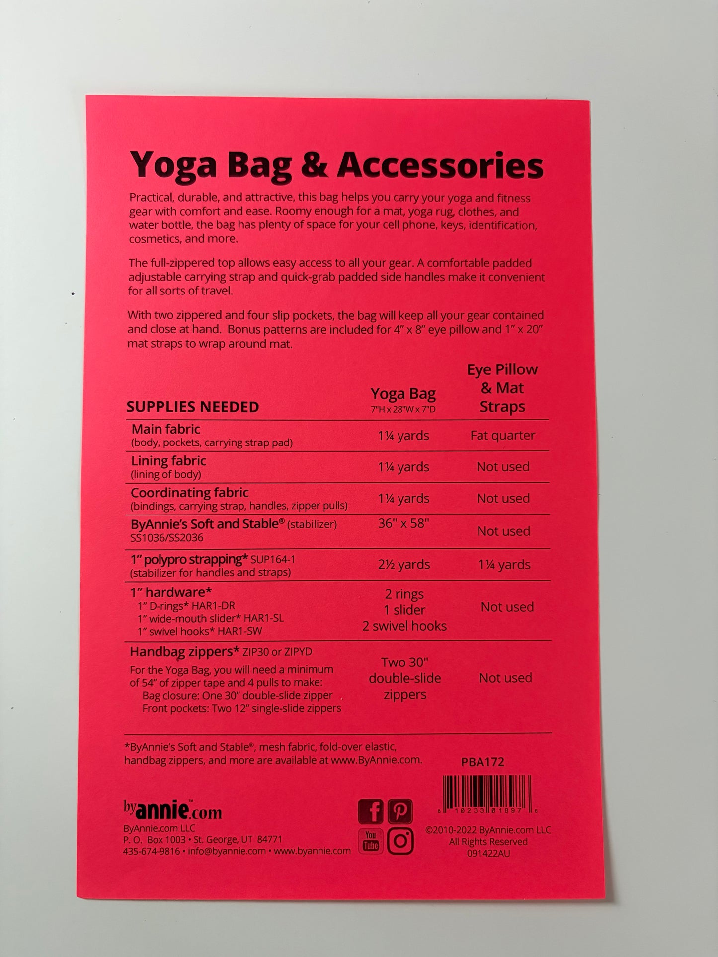 Patterns By Annie - Yoga Bag & Accessories