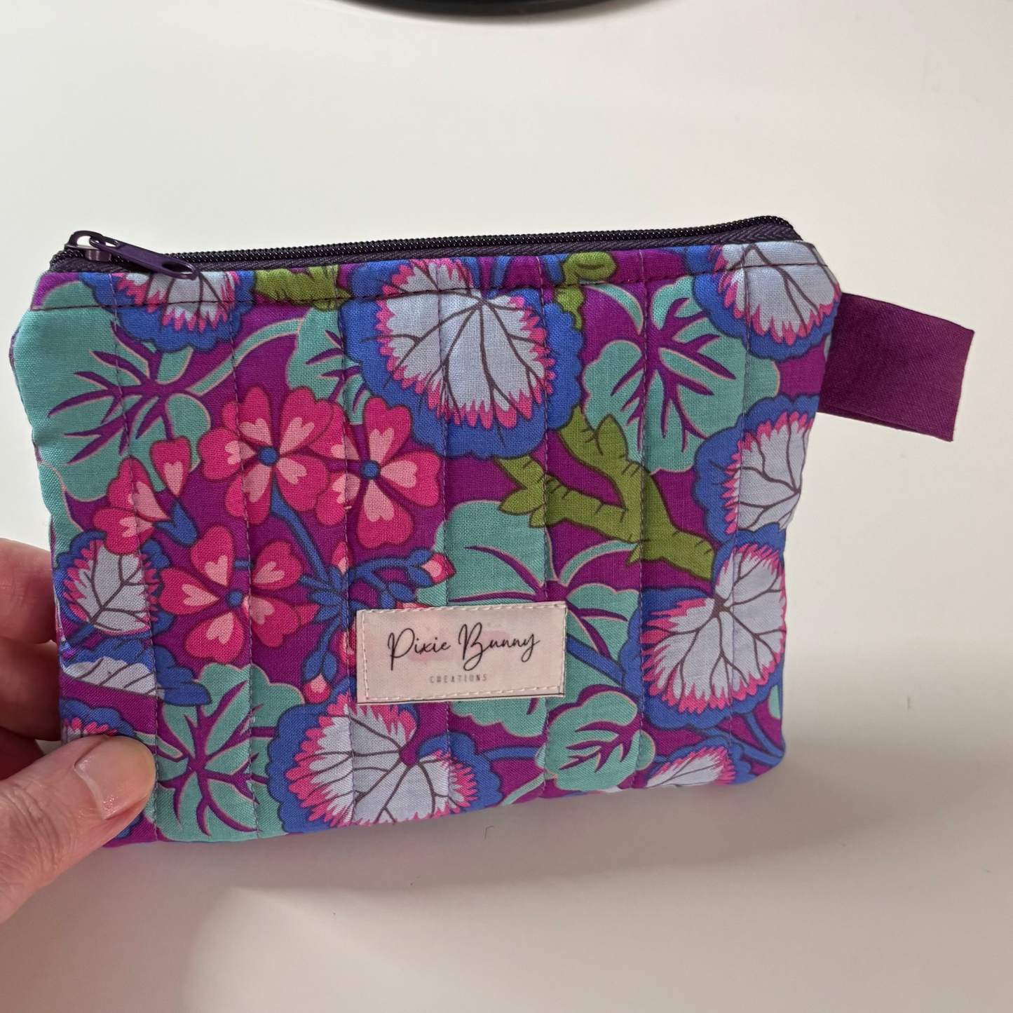 Climbing Geraniums Purple Keychain Wallet