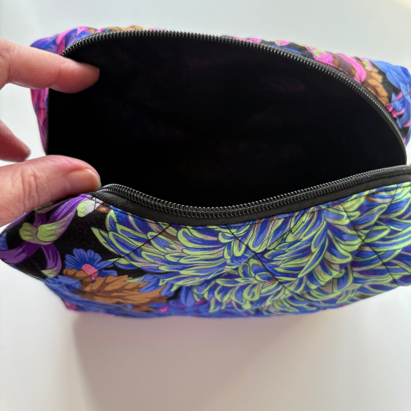 Japanese Chrysanthemum Blue & Pink Multi Makeup Bag