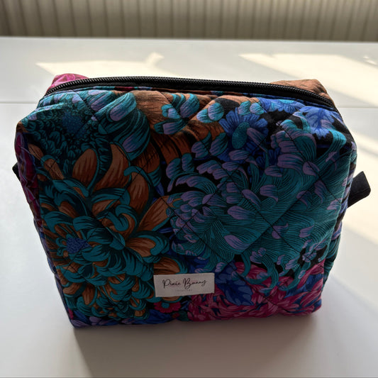 Japanese Chrysanthemum Blue Multi  Makeup Bag
