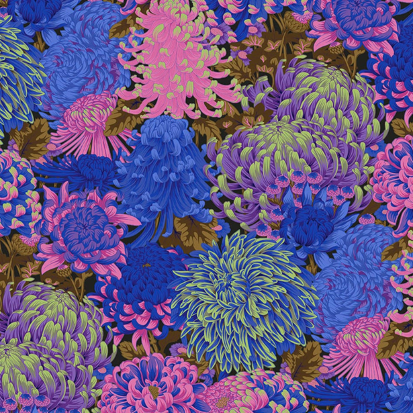 Japanese Chrysanthemum Blue & Pink Multi Makeup Bag