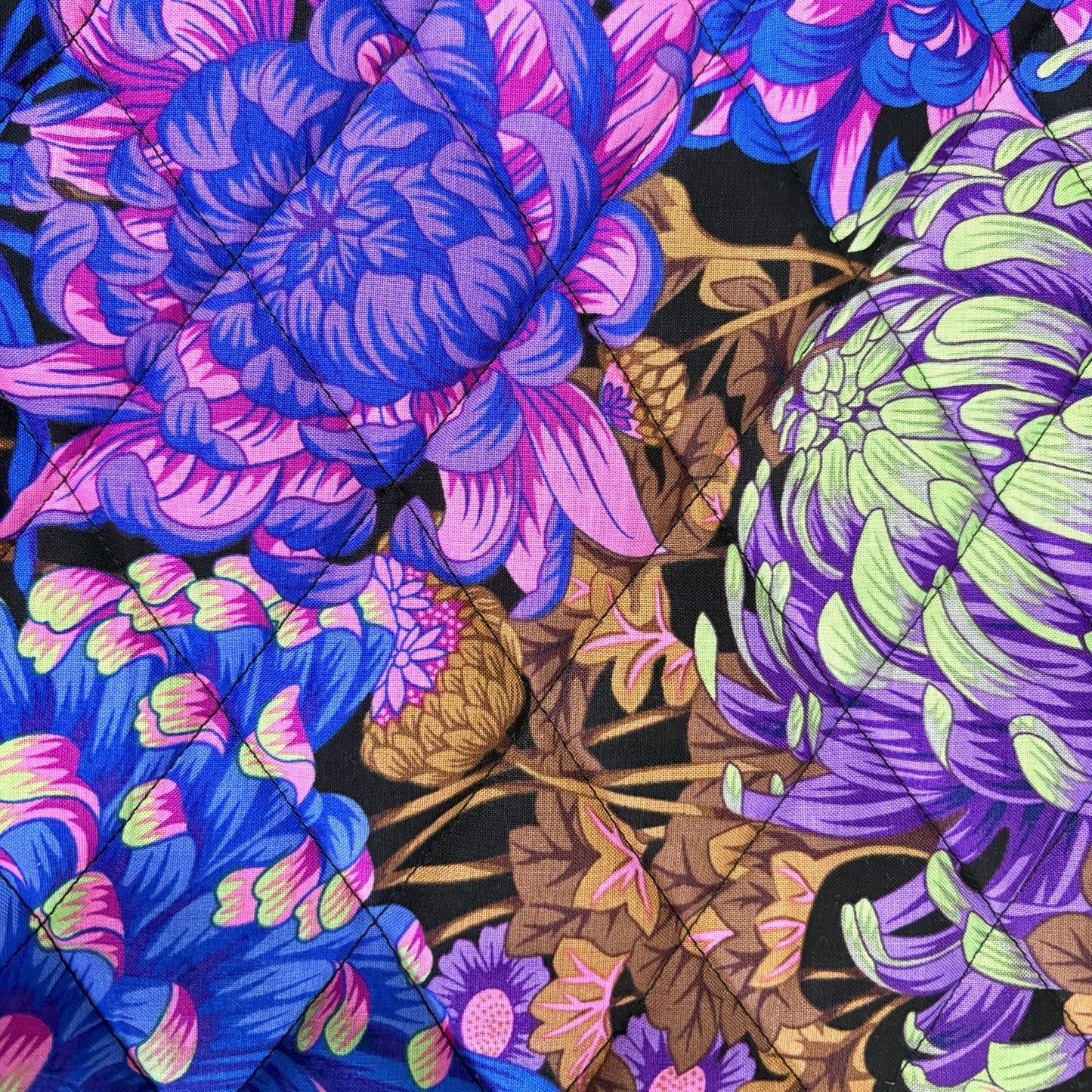 Japanese Chrysanthemum Blue & Pink Multi Makeup Bag
