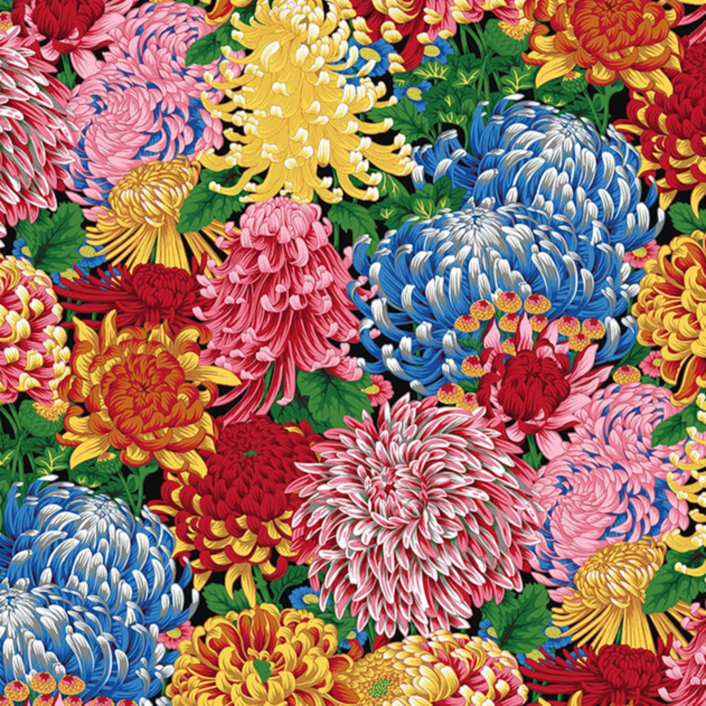 Japanese Chrysanthemum Black Multi Makeup Bag