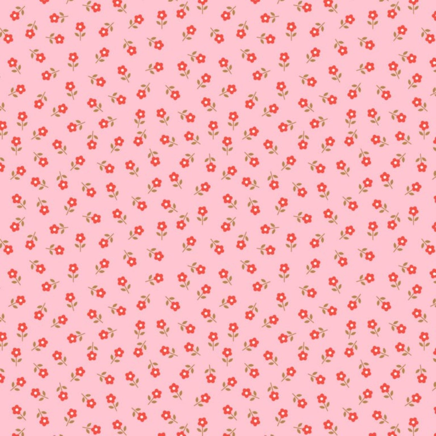 Boho Blooms Collection by Lewis & Irene   - Little Daisies Red on Pink