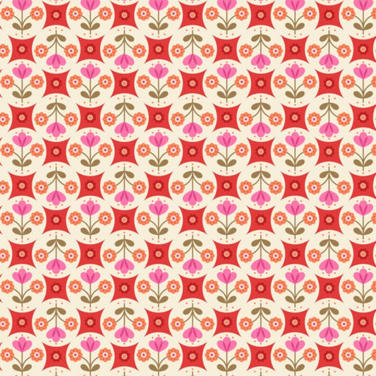 Boho Blooms Collection by Lewis & Irene   - Red Flower Circles