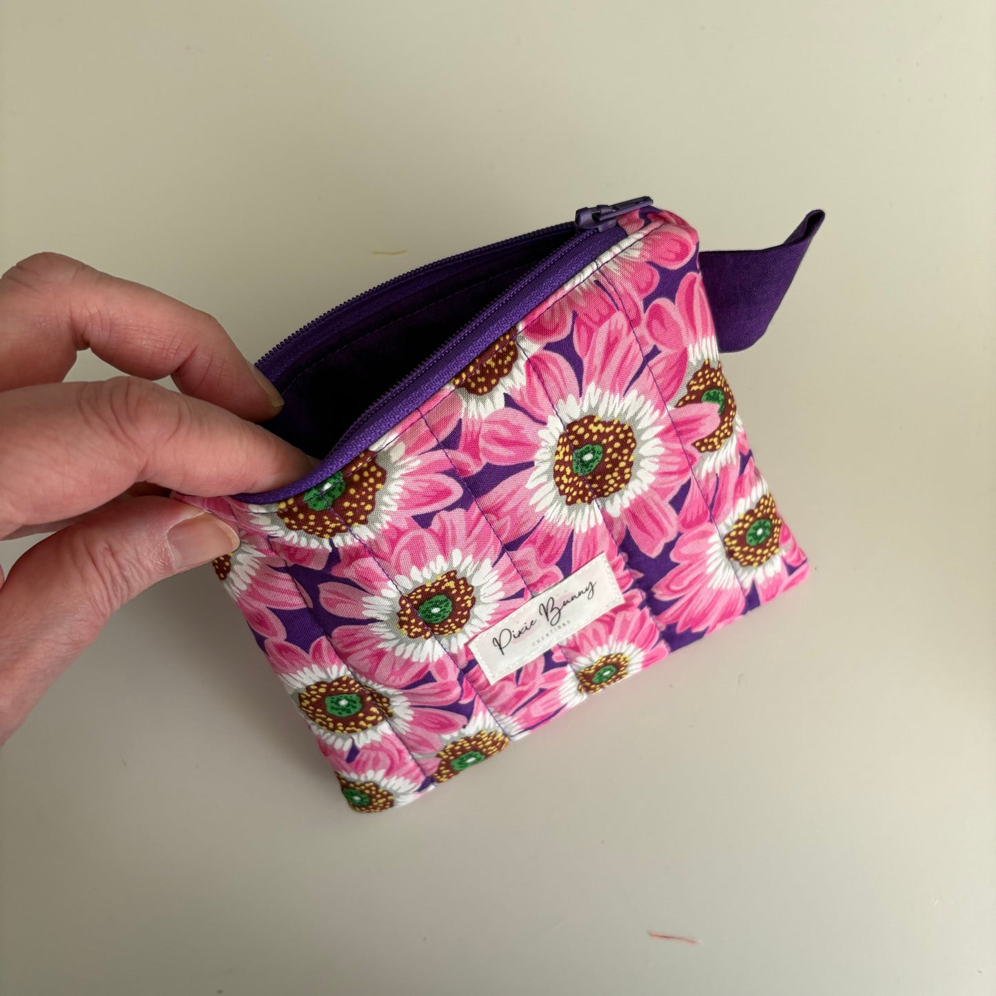 Lucy's Flowers Pink Keychain Wallet