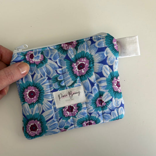 Lucy's Flowers Blue Keychain Wallet