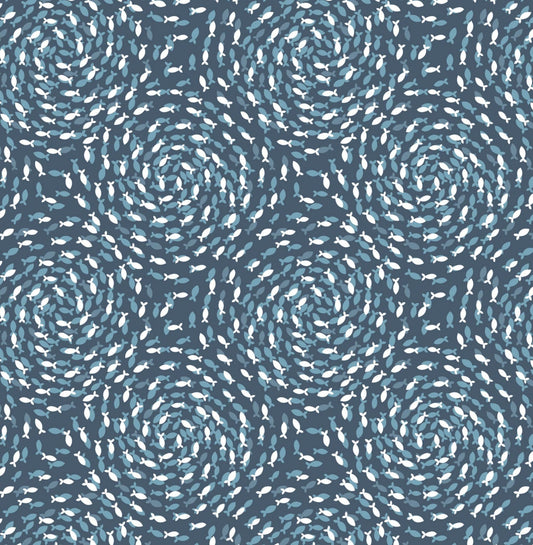 Ocean Pearls Collection by Lewis & Irene - Fish Swirls On Deep Seas With Pearl