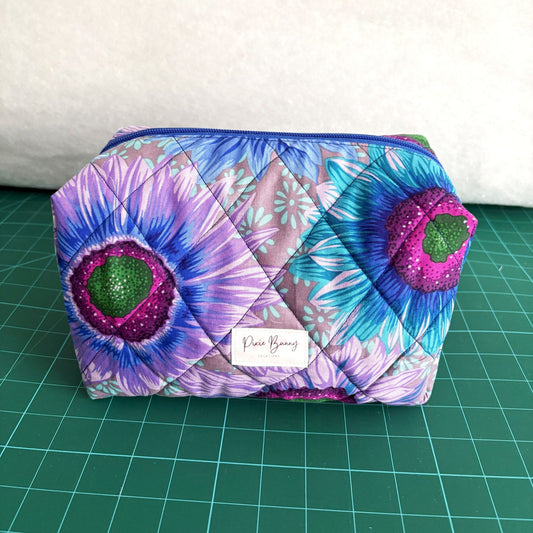Giant Blue Sunflower Makeup Bag