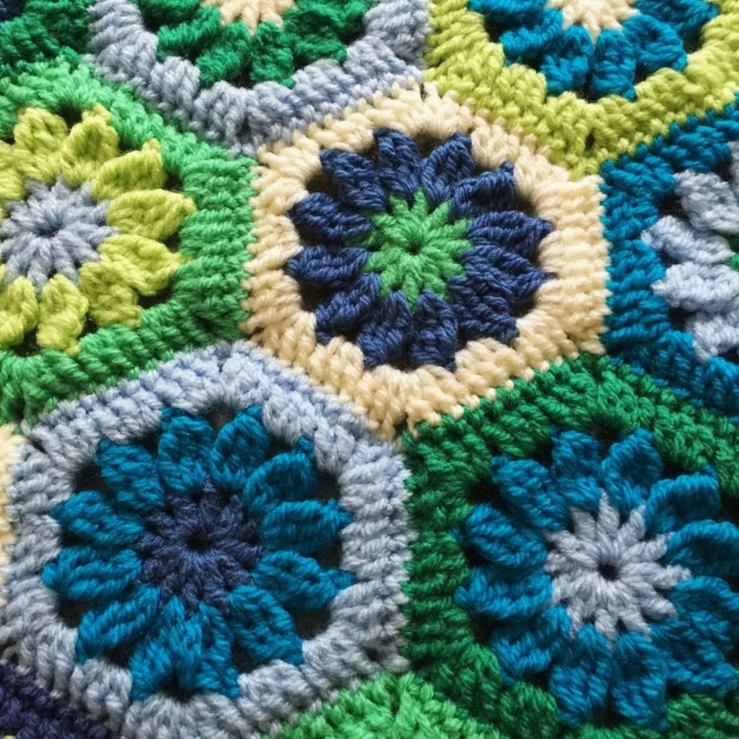 Crochet Bath Mat - Hexi Design - Blue/Green