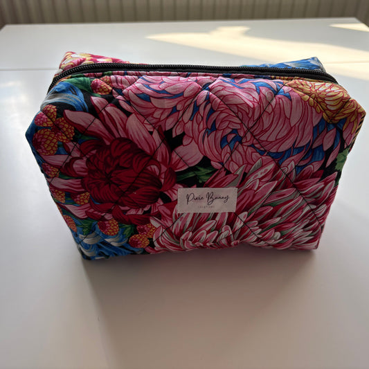 Japanese Chrysanthemum Black Multi Makeup Bag